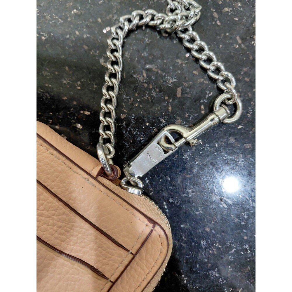 Coach 6303Zip Card Case With Chain Leather Faded Blush - Picture 5 of 10